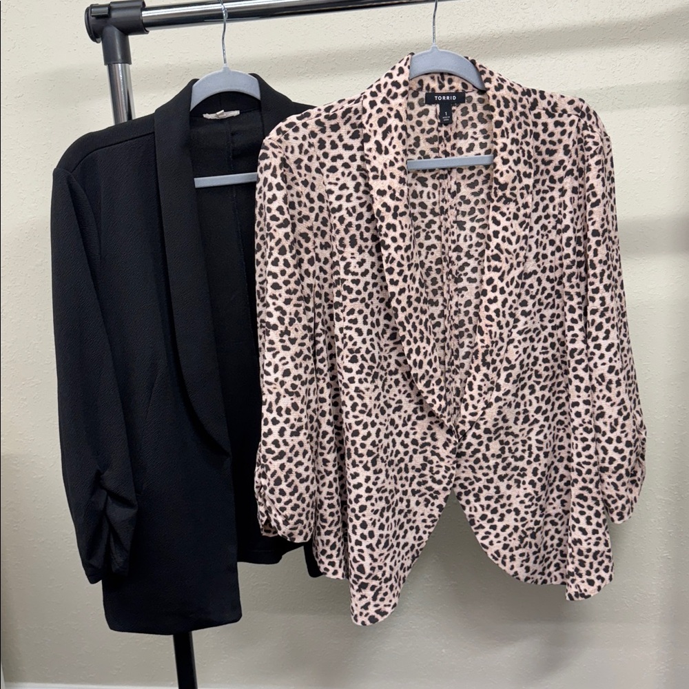 Black and Chetah Leopard Print Jacket Blazer